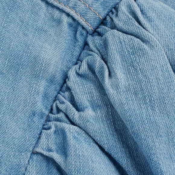 Expresss Denim Puff Sleeves button up dress- S - Picture 7 of 12